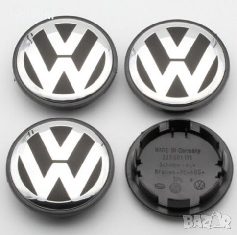 4 бр. Капачки за джанти Фолксваген (Volkswagen) VW 65 мм, снимка 1