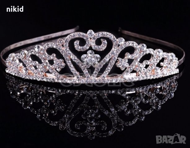  Златиста корона тиара с малки и големи камъни детска дамска, снимка 3 - Аксесоари за коса - 24256250