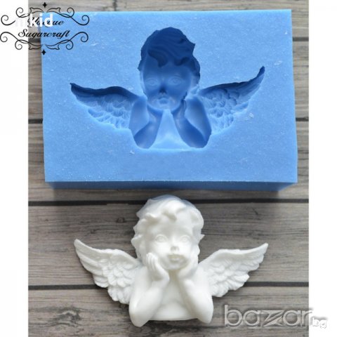 Ангел с разперени крила силиконов молд форма декорация торта фондан шоколад гипс