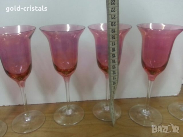 Сервиз чаши за вино цветно стъкло, снимка 8 - Антикварни и старинни предмети - 22450614