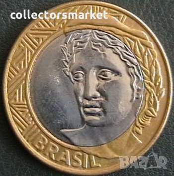 1 реал 2008, Бразилия, снимка 2 - Нумизматика и бонистика - 25421482