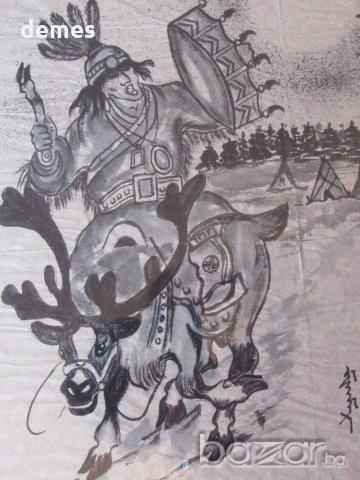 Картина върху оризова хартия Степите на Монголия, снимка 2 - Картини - 20292940