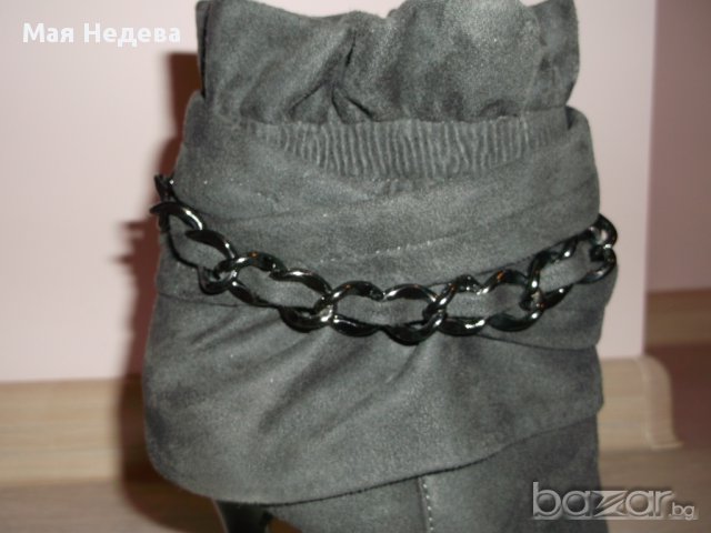 Дамски боти от тъмно сив велур Paolo Botticelli, снимка 3 - Дамски боти - 8265289