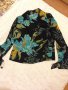 Черна риза със синьо - зелени цветя, снимка 5