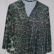 Италианска коктейлна блуза тип туника в зелен леопардов принт "Biaginni"®, снимка 3 - Корсети, бюстиета, топове - 15381638