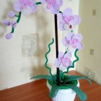 Орхидея от мъниста, снимка 16 - Декорация за дома - 16986339