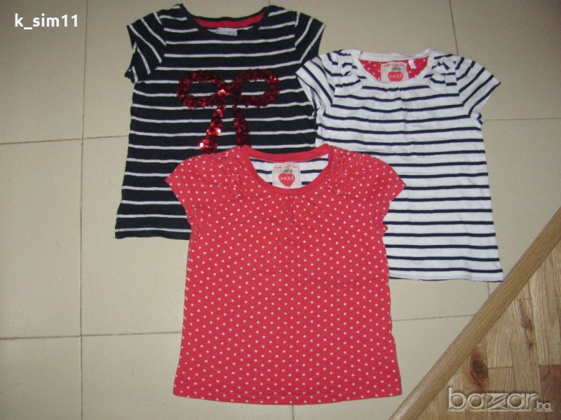 Лот 3 блузи с къс ръкав на Next за 3-4 г, снимка 1