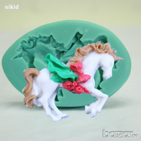 красив кон еднорог силиконов молд форма за декорация торта фондан шоколад и др, снимка 1