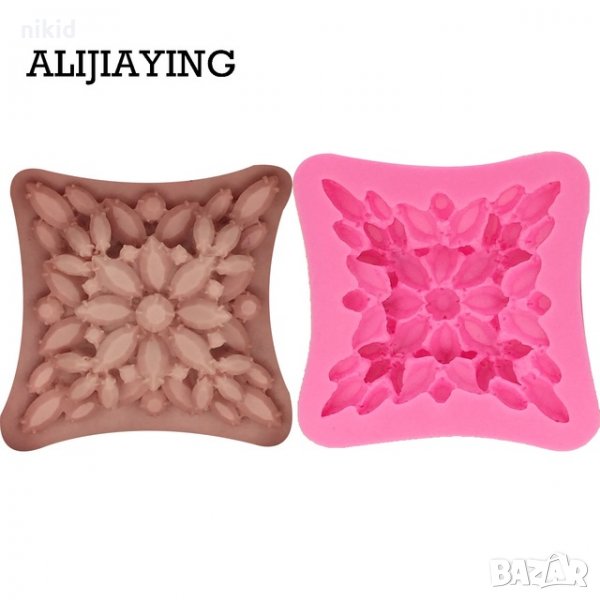 3D Квадрат с елипсовидни камъни силиконов молд форма декорация торта фондан шоколад гипс , снимка 1