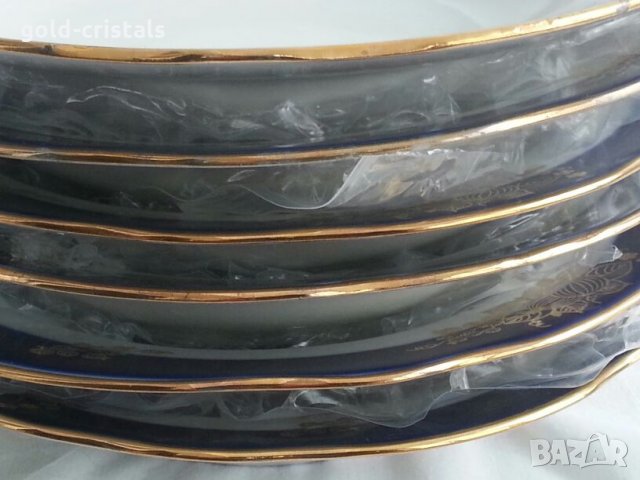 Сервиз руски порцеланови чинии кобалт с позлата , снимка 7 - Антикварни и старинни предмети - 24078952