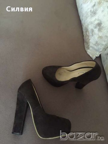 Кафяви велурени обувки, снимка 3 - Дамски обувки на ток - 17729200