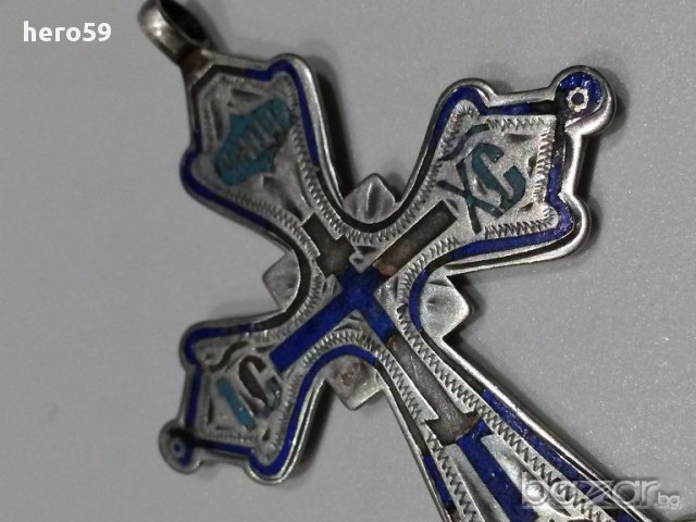 Стар сребърен,сребро 84, руски кръст с емайл-19в., снимка 5 - Антикварни и старинни предмети - 17055462