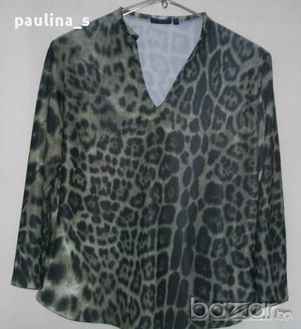 Италианска коктейлна блуза тип туника в зелен леопардов принт "Biaginni"®, снимка 3 - Корсети, бюстиета, топове - 15381638