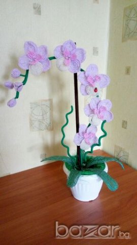 Орхидея от мъниста, снимка 16 - Декорация за дома - 16986339