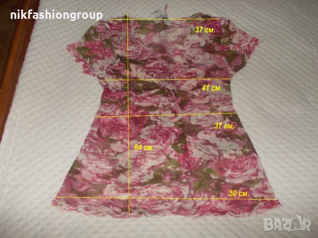 Блуза на цветя в розово, M, L размер, снимка 4 - Туники - 25256454