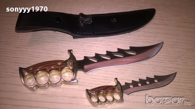 440 stainless steel-ножове 2 бр с кания-17см-внос швеицария, снимка 7 - Антикварни и старинни предмети - 17317592