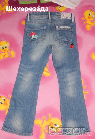 Дънки на Н&М с цветни бродерии , снимка 4 - Детски панталони и дънки - 11124964