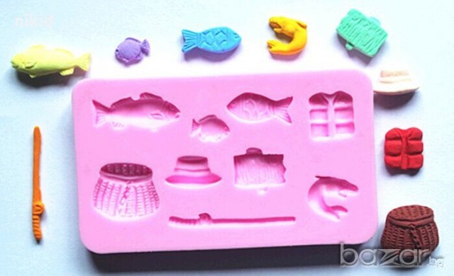 риболов рибар рибарски въдица силиконов молд форма за украса декор торта фондан мъфини шоколад