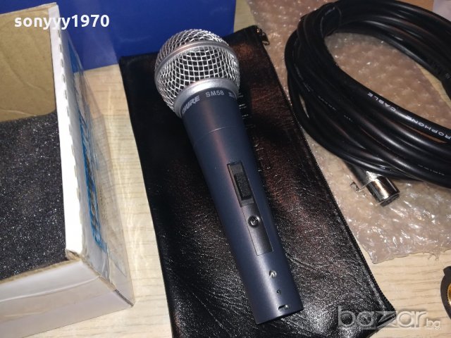 shure beta sm58s микрофон с кабел и кеис и стоика-от швеицария, снимка 3 - Микрофони - 20374213