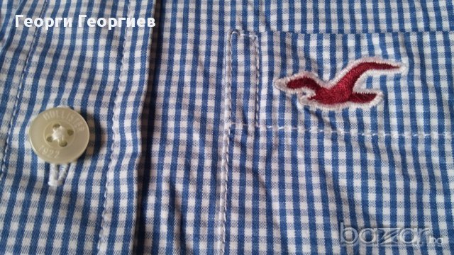 Мъжка риза Holister/Холистър, 100% оригинал, прекрасен син цвят, високо качество на използваните мат, снимка 2 - Ризи - 17619351