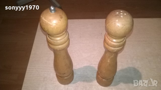 дървени прибори за сол и пипер-27х6см-внос швеицария, снимка 3 - Прибори за хранене, готвене и сервиране - 26049524