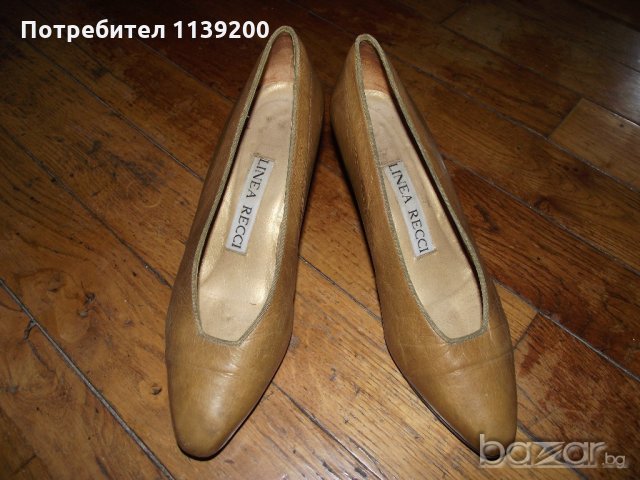 Linea Recci 37 елегантни дамски бежови обувки телесен цвят с ток естествена кожа, снимка 2 - Дамски елегантни обувки - 20560778