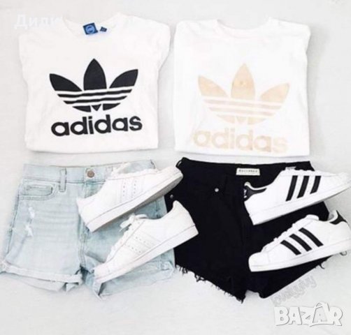 Черна и бяла тениска Адидас Adidas реплика, снимка 4 - Тениски - 23754594