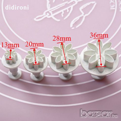 Резци маргаритки с буталце / за работа със захарно тесто , фондан, марципан, снимка 2 - Прибори за хранене, готвене и сервиране - 10947158