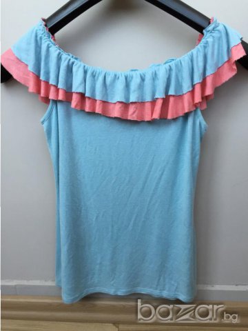 Дамска блуза MORGAN оригинал, с волани, от фина вискоза, размер S, снимка 4 - Тениски - 11117962