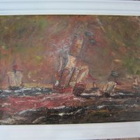 Автентична картина "Морска битка", снимка 1 - Картини - 24697940
