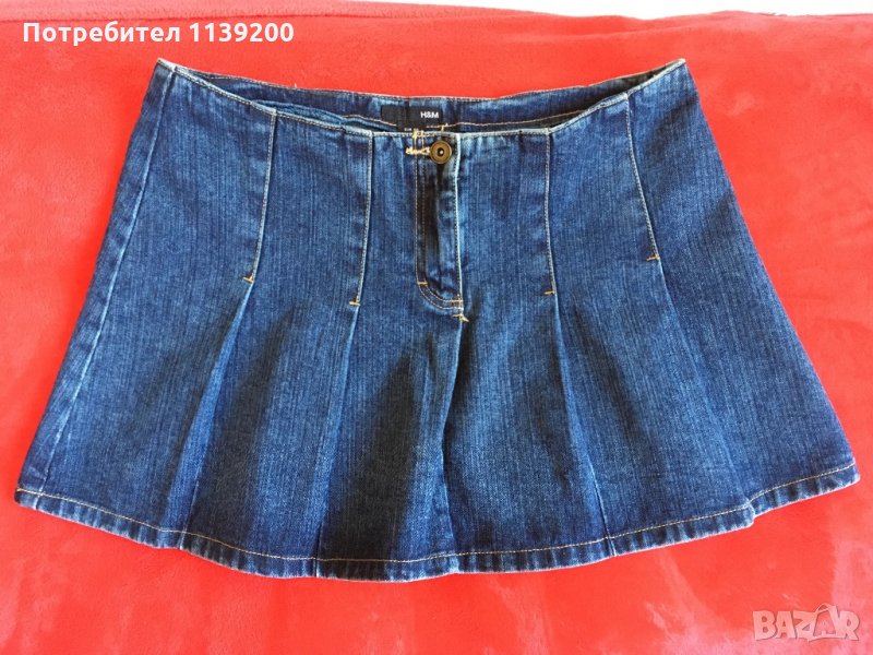 HM нова къса дънкова пола с паднала талия L, снимка 1