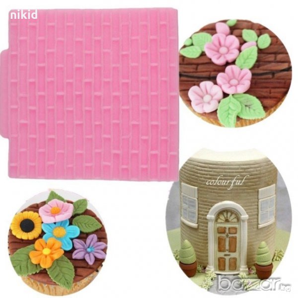 Тухли текстура имитация силиконов молд форма декорация торта мъфини украса, снимка 1
