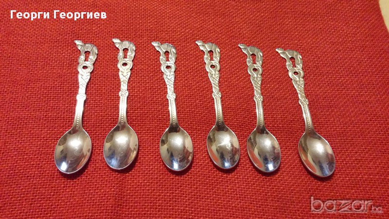 Уникални старинни японски лъжички за кафе с позлата, сет от 6 броя, снимка 1