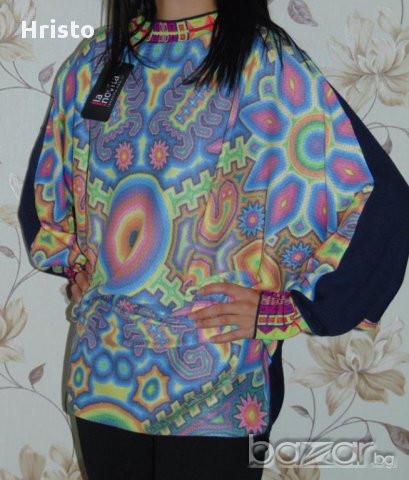 Блуза туника тип плетиво в свежи шарки, снимка 1 - Туники - 12181157