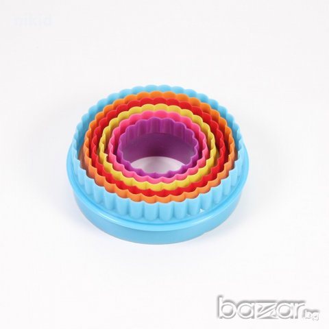 6 бр рингове кръгове кръг кръга двустранни резци пластмасови с къдрици бисквитки сладки резец форма, снимка 4 - Форми - 18226198