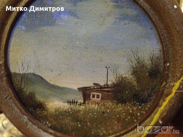 Картина стар малък пейзаж от руски автор-неподписан, снимка 3 - Картини - 10439559