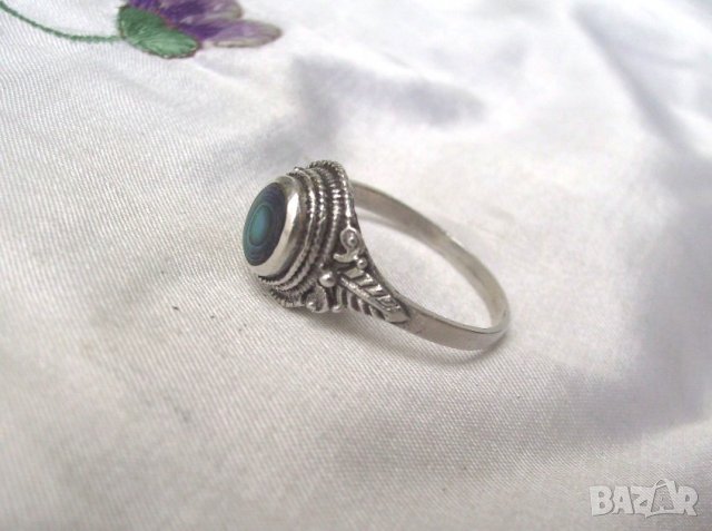 Сребърен Старинен Пръстен със Седеф, снимка 2 - Пръстени - 25176818