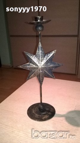 Метален свещник-40х16см-внос швеицария, снимка 2 - Антикварни и старинни предмети - 17521742