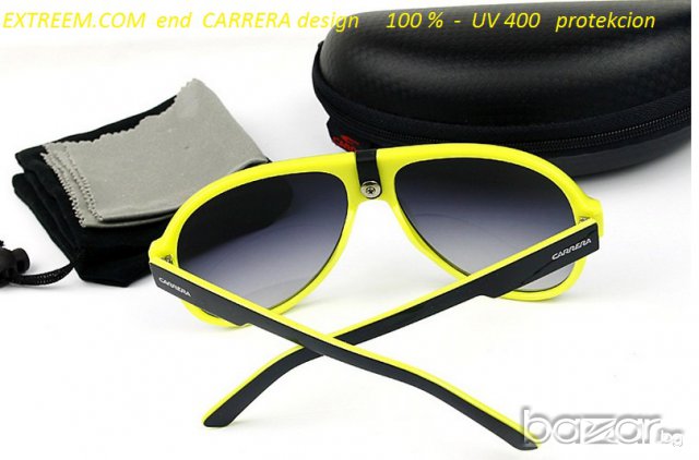 C A R R E R A - АВИАТОР-ЧЕРНА отпред / ЖЪЛТА  вътре РАМКА -ТЪМНО СТЪКЛО-Слънчеви Очила UV 400, снимка 2 - Слънчеви и диоптрични очила - 7529463