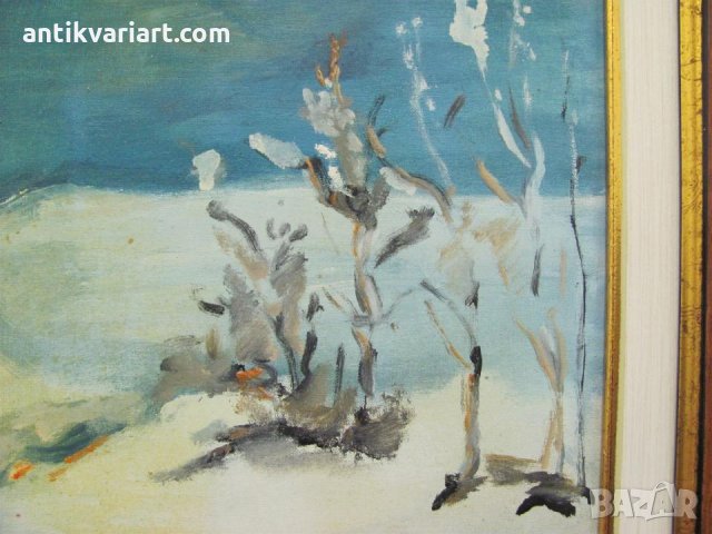  Картина Зимен Пейзаж масло върху платно,подписана-Т.Момчилов, снимка 6 - Картини - 25947594