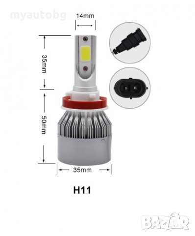 2 броя LED крушки H11 6000К 12V 72W 3800 LM гаранция !!!, снимка 4 - Аксесоари и консумативи - 24293515