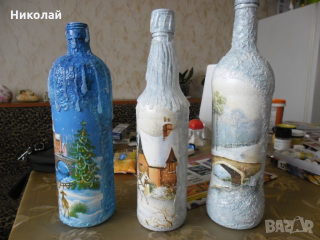 Картини и бутилки с декупаж, снимка 1 - Декорация за дома - 20408249