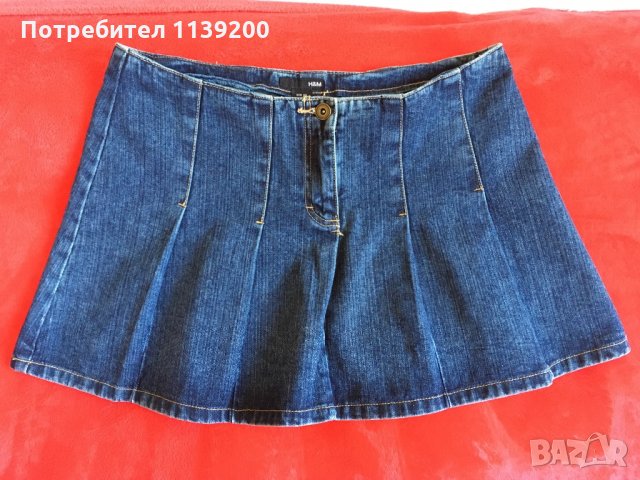 HM нова къса дънкова пола с паднала талия L, снимка 1