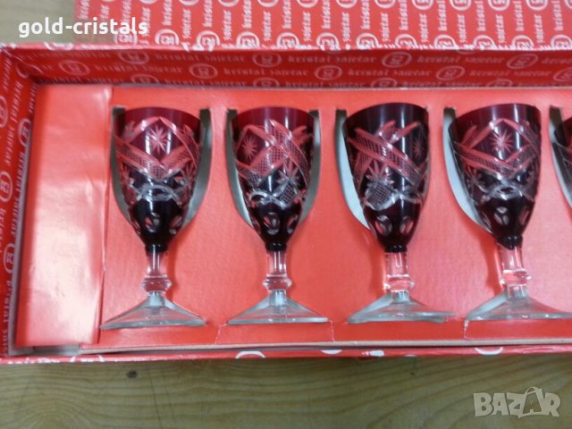 Сервиз кристални чаши цветен кристал , снимка 5 - Антикварни и старинни предмети - 24686579