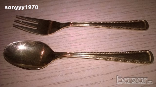 чаи/торта-Imperial 18/10-23/24 karat hartvergoldet-вилица+лъжица-внос швеицария, снимка 9 - Антикварни и старинни предмети - 17783773