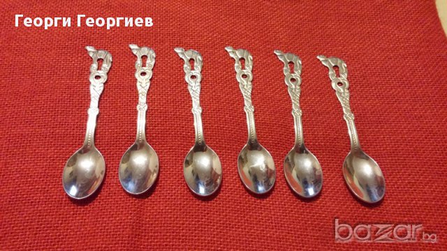 Уникални старинни японски лъжички за кафе с позлата, сет от 6 броя