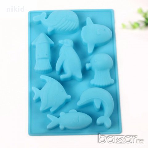силиконов молд форма риби рибки делфин пингвин кит за украса торта фондан шоколад гипс