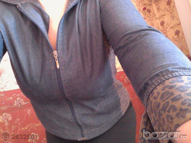 дънково  сако с леопардов мотив, снимка 3 - Сака - 7054637