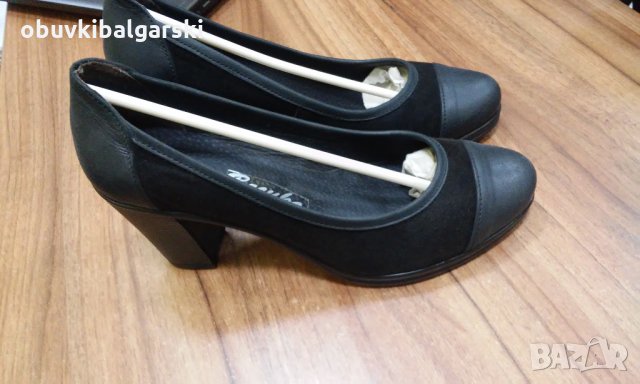 №37 Ликвидационни Ест Велур и Кожа Ток, снимка 4 - Дамски обувки на ток - 24602775