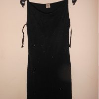 Дълга черна рокля с цепка и лъскави елементи , снимка 6 - Рокли - 21207076